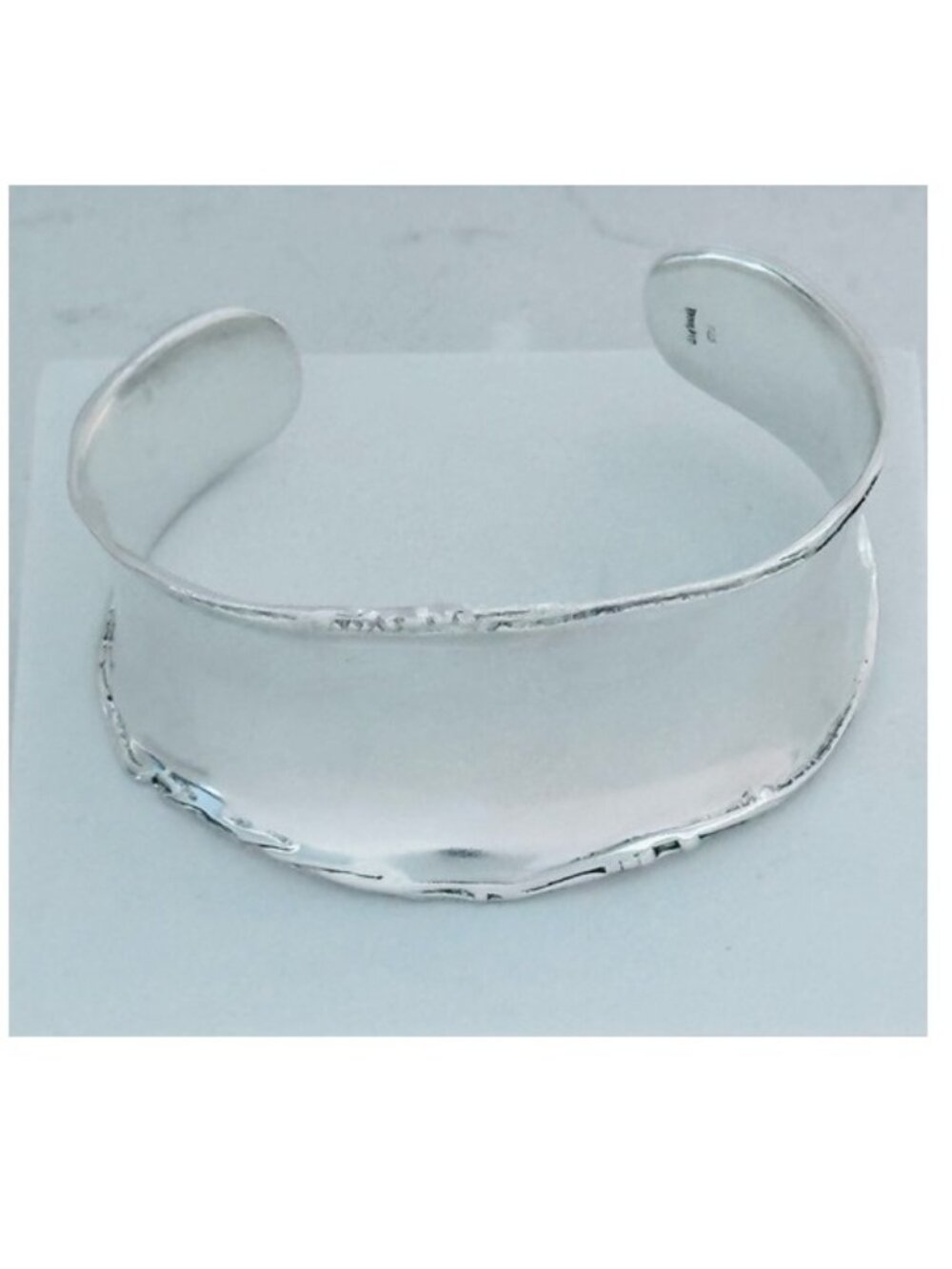 Silpada 925 Sterling Silver Wide Cuff Bracelet Rolled Edge Modernist Design